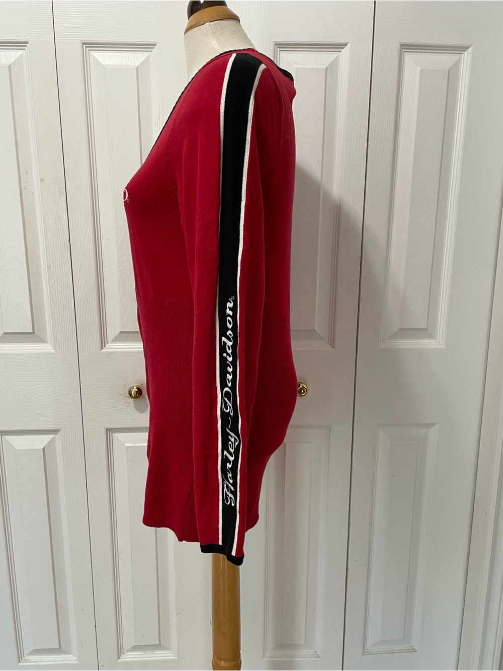 Harley-Davidson Red V-Neck Sweater with Black Trim